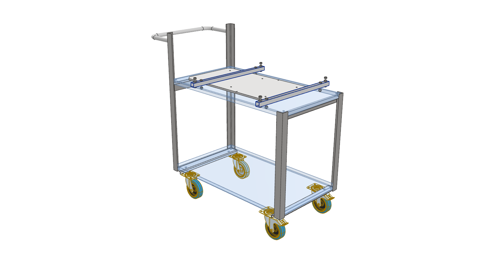 Custom dimensioning trolley 900 x 600mm shelf