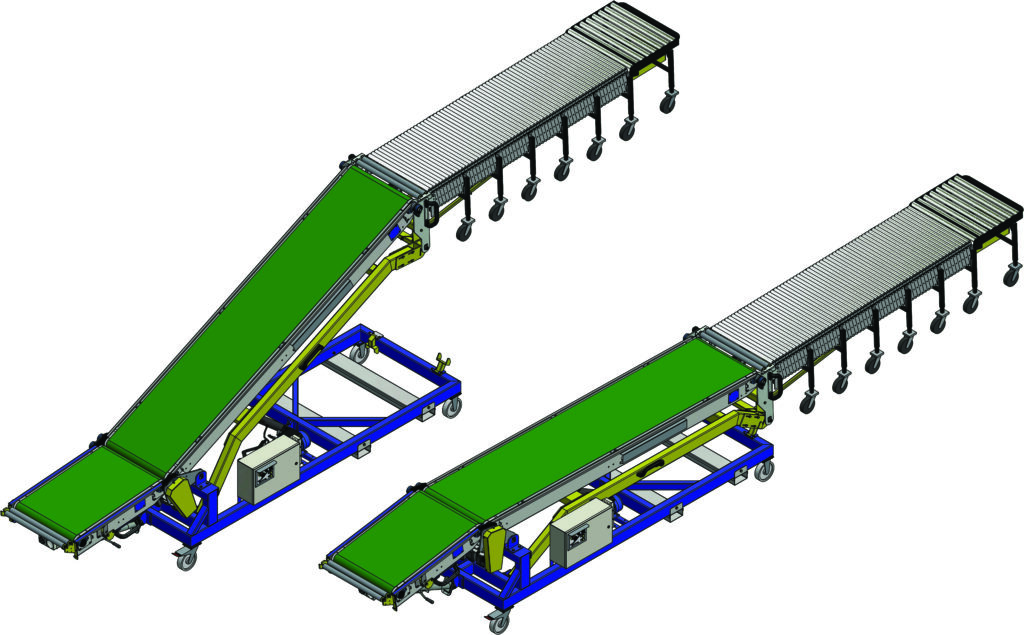 Dockless Truck Trailer Unloading Conveyor FLAT + UP