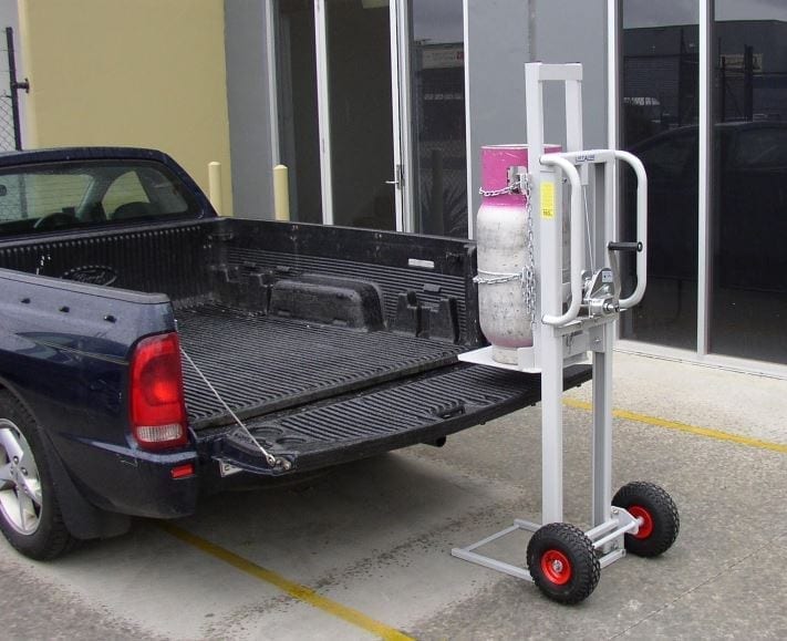 Gas Bottle Lift Trolley loading into car