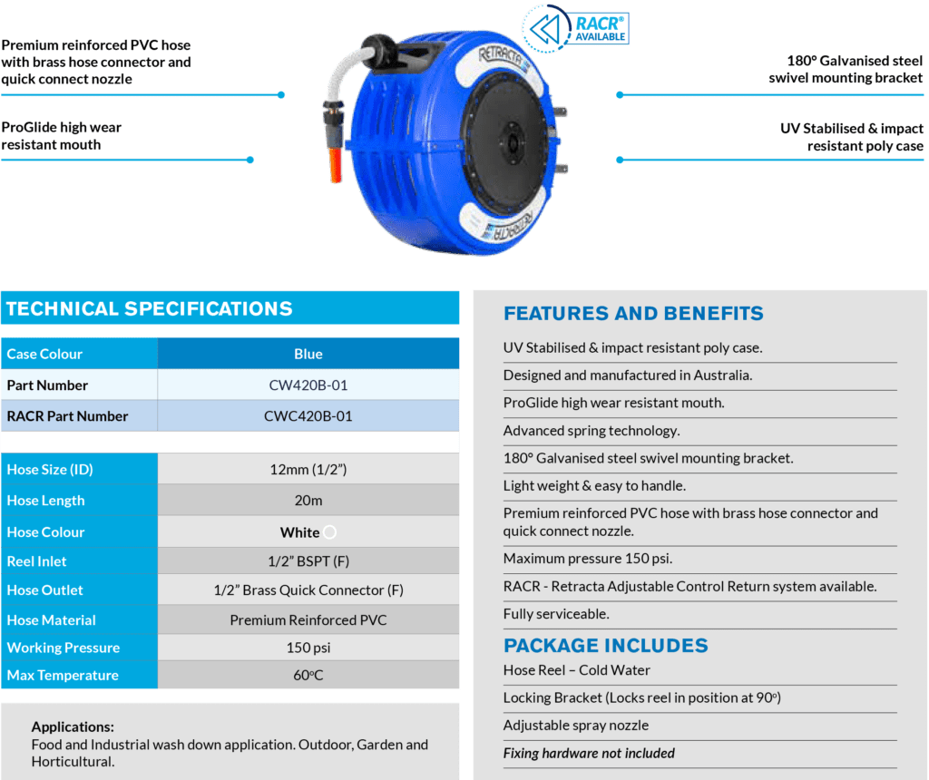 Hose Reels Cold Water CW420B features
