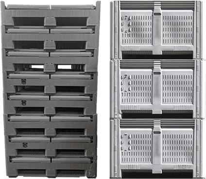 OZCRATE Foldable Plastic Pallet Bins Stacked