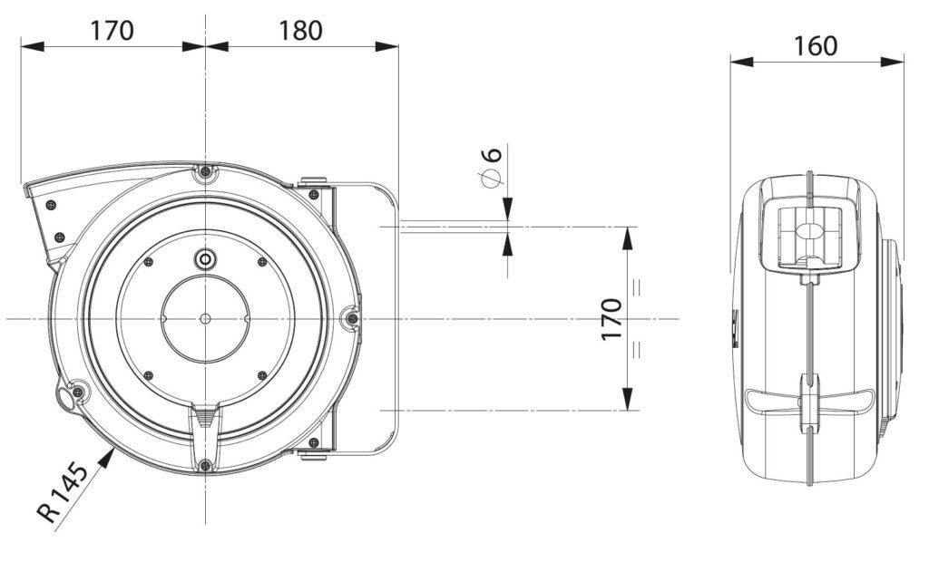 Retractable Cable Reels plastic case dimensions