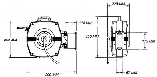 Retracting Safety Barrier Tape Reels MRC3000 Series dimensions