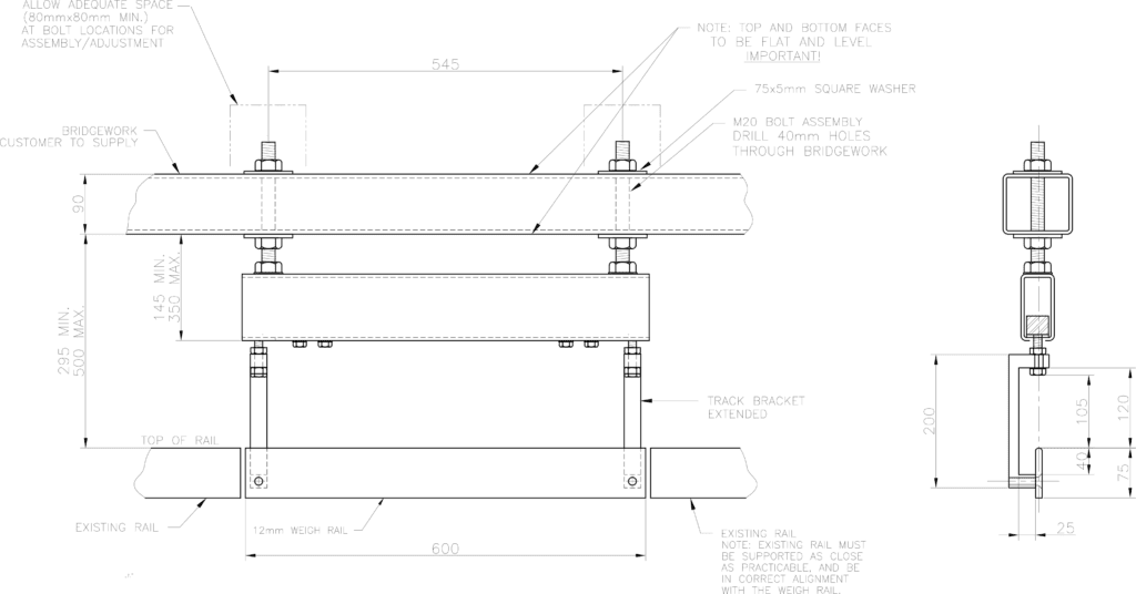 Scales Overhead Track OHT 600 standard dimensions
