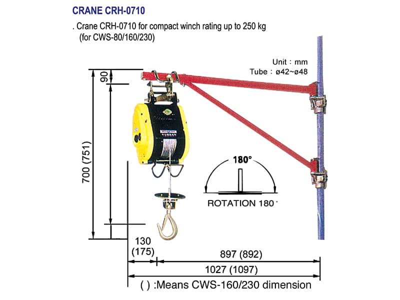 Swivel arm assembly for LCWS wire rope hoist LCRH071